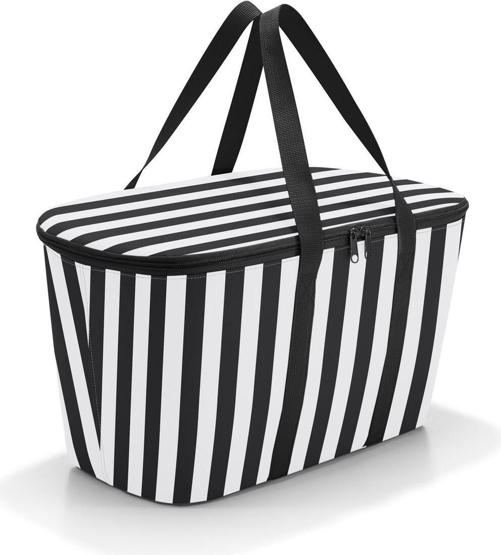 Coolerbag Kühltasche gestreift, schwarz-weiß, aus recyceltem Material