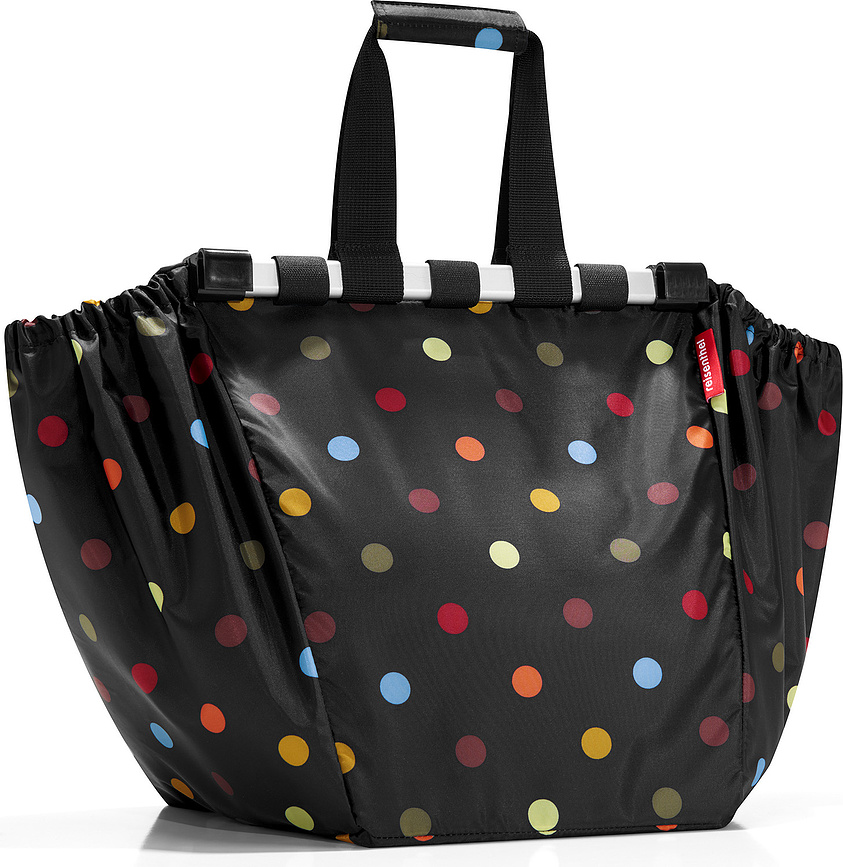 Easyshoppingbag Sac De Courses, à pois multicolores, noir