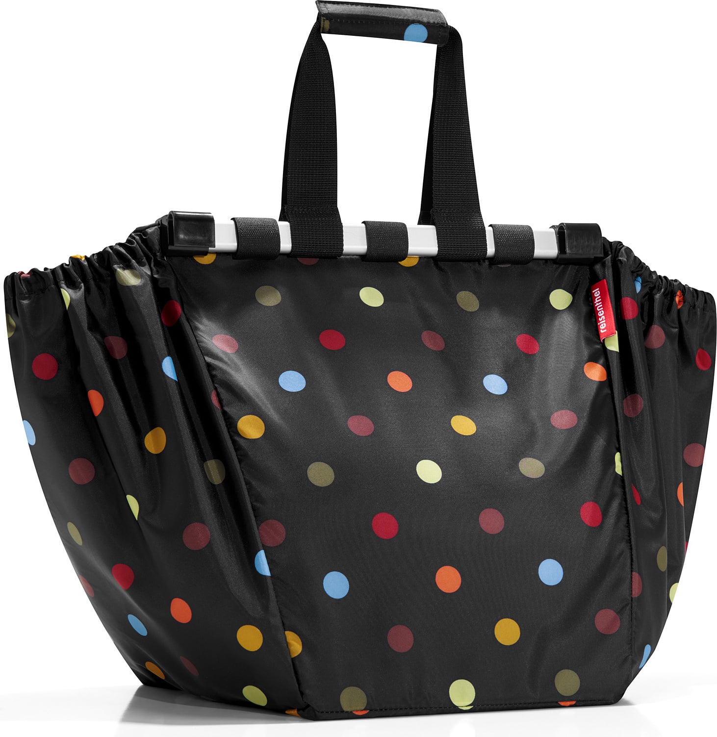 Easyshoppingbag Tasche mit bunten Punkten schwarz
