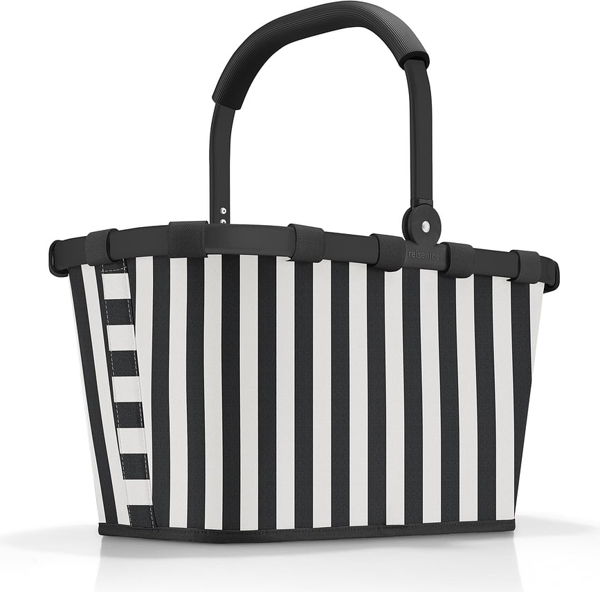Καλάθι αγορών Carrybag με ρίγες, μαύρο-λευκό, από ανακυκλωμένα υλικά