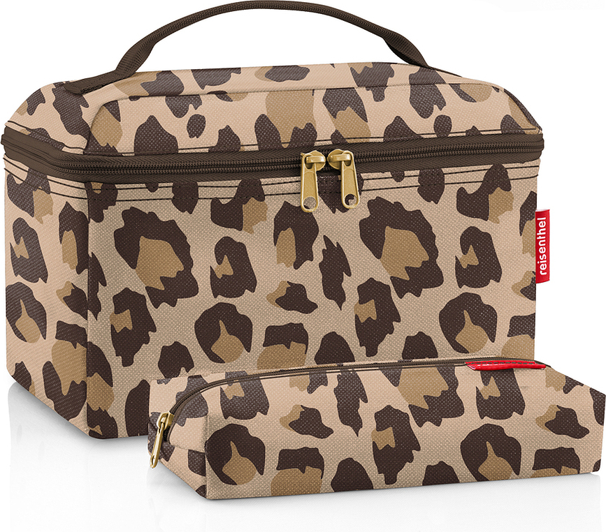 Kosmetické tašky Beautycase s hnědým leopardím vzorem, 2dílná sada