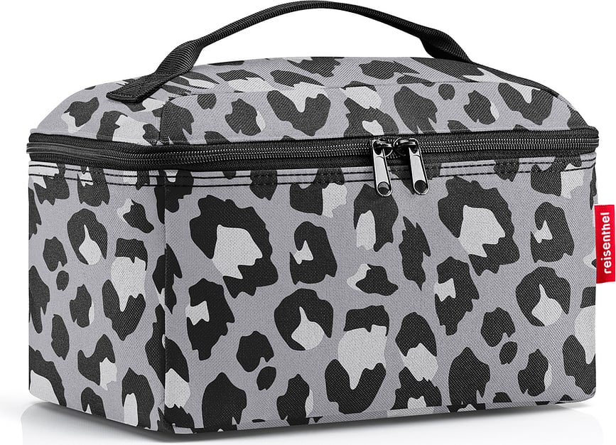 Kosmētikas maciņš Beautycase, pelēks, ar leoparda rakstu