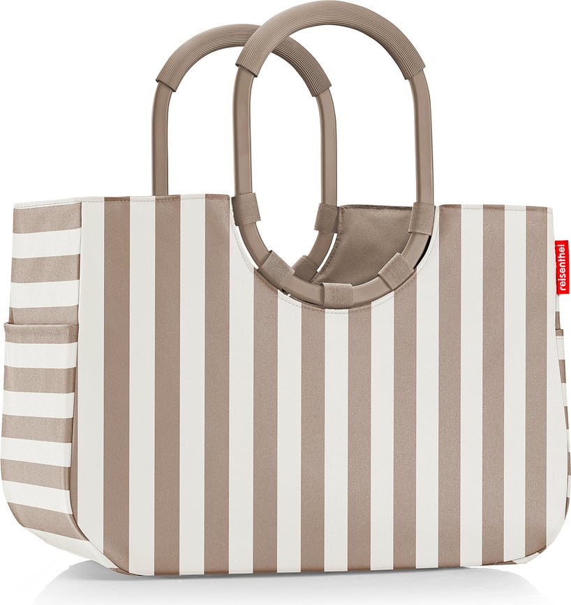 Loopshopper Bag L striped, brown-white, recycled