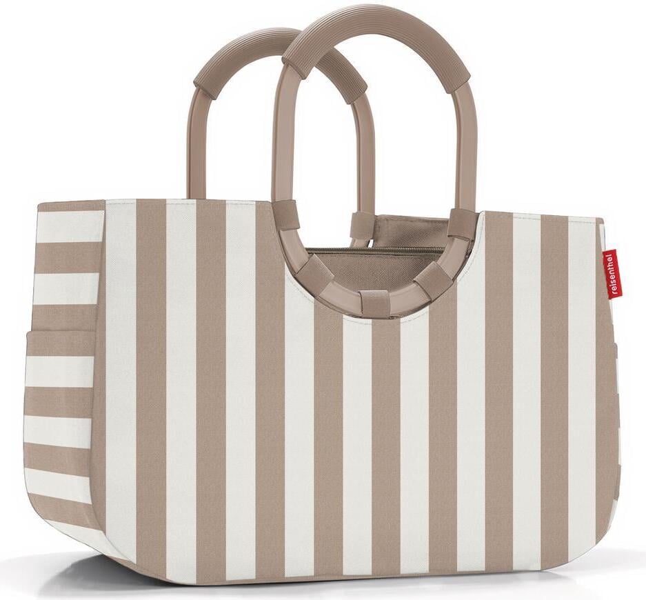 Loopshopper Tasche gestreift, M, braun-weiß, recycelt