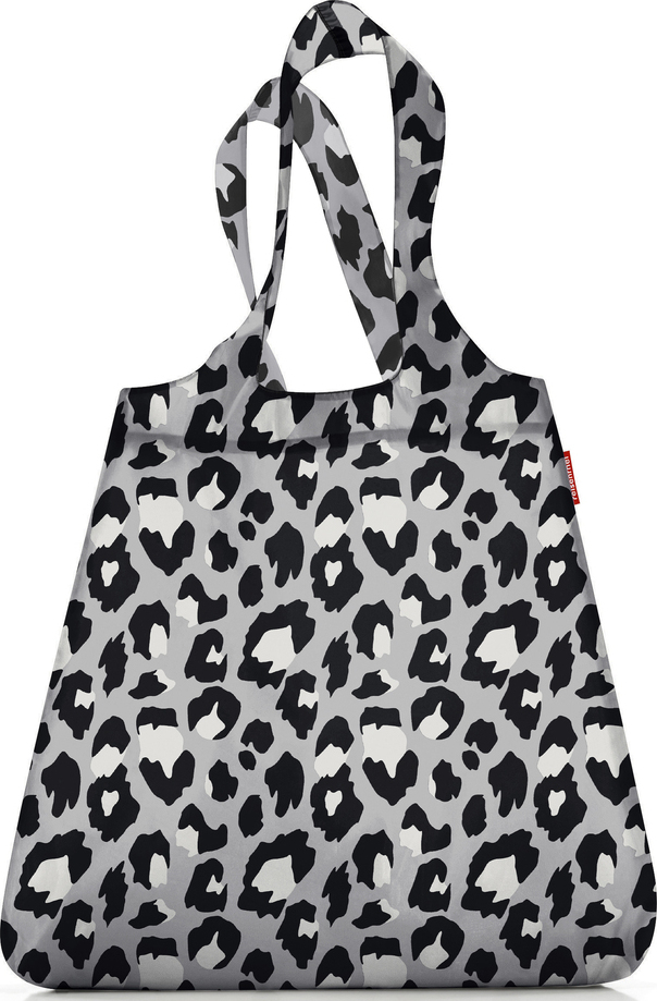 Mini Maxi Shopper Einkaufstasche, grau, Leopardenmuster