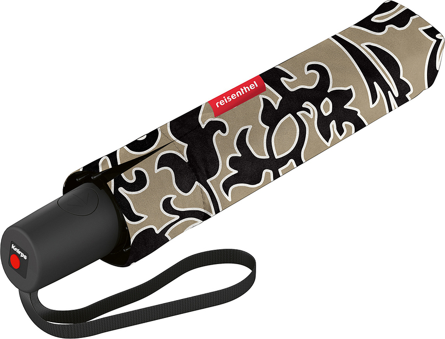 Ombrello Pocket Duomatic fantasia leopardata, marrone