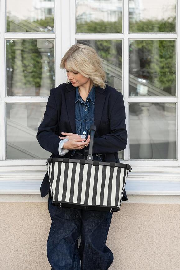 Panier de courses Carrybag à rayures marron et blanc recyclé