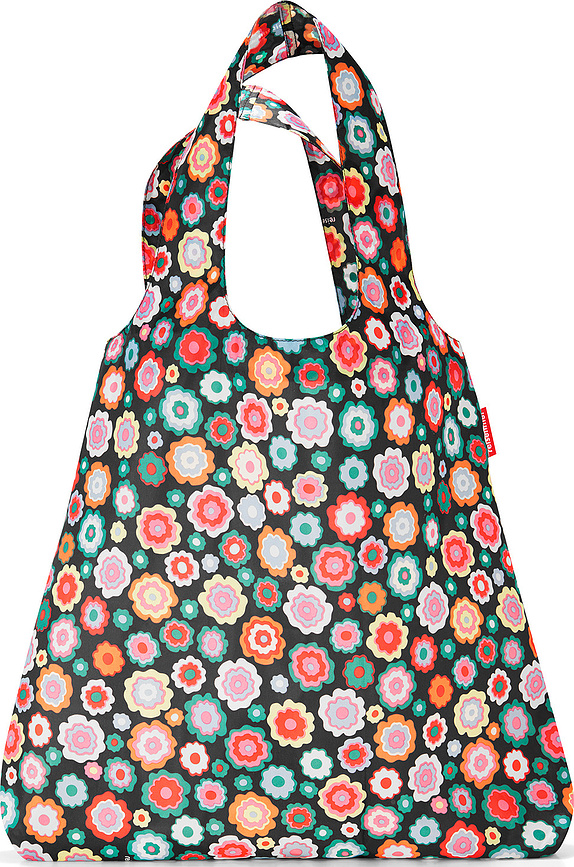 Pirkinių krepšys Maxi Mini Shopper su gėlėmis juodos spalvos