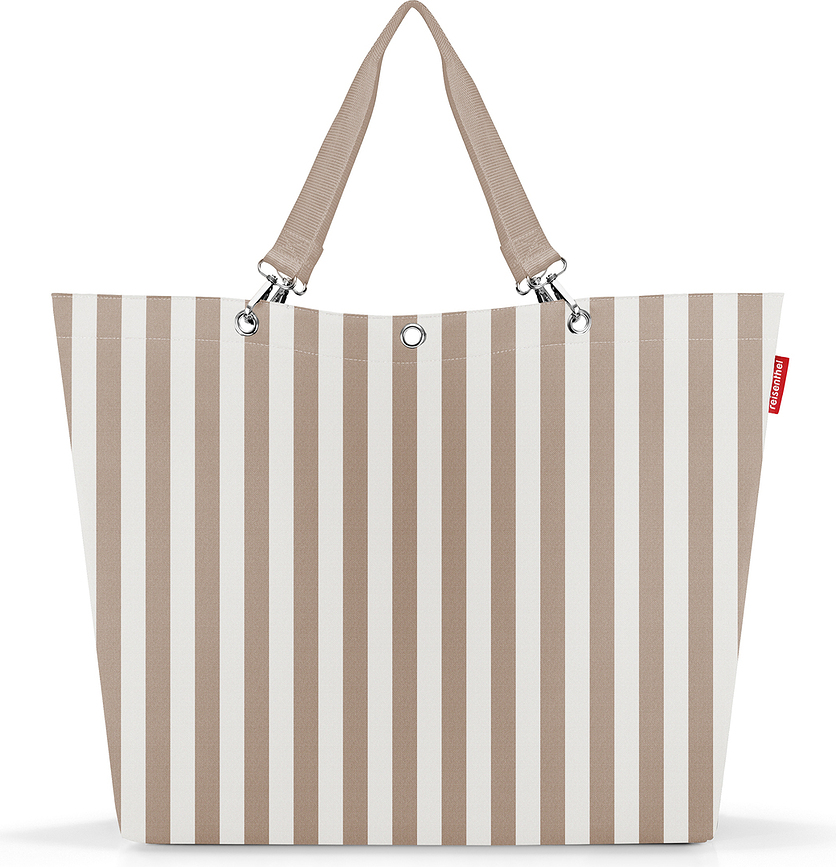 Pirkinių krepšys Shopper dryžuotas XL, rudai-baltas, perdirbtas