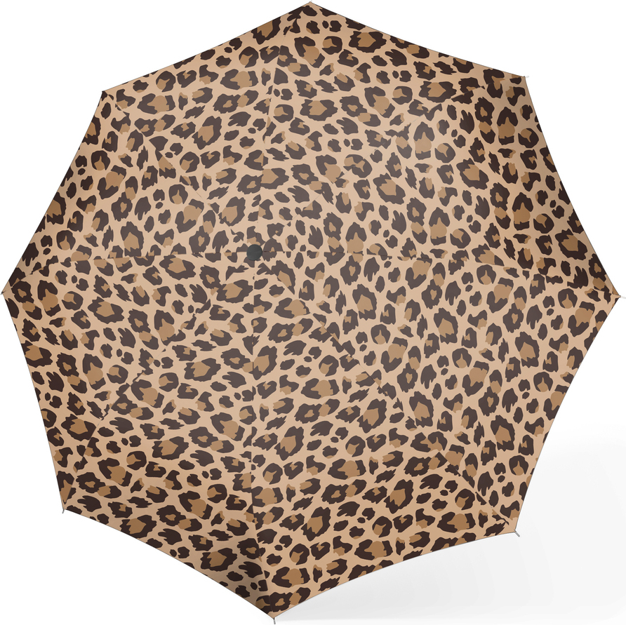 Pocket Duomatic Regenschirm, braun, Leopardenmuster