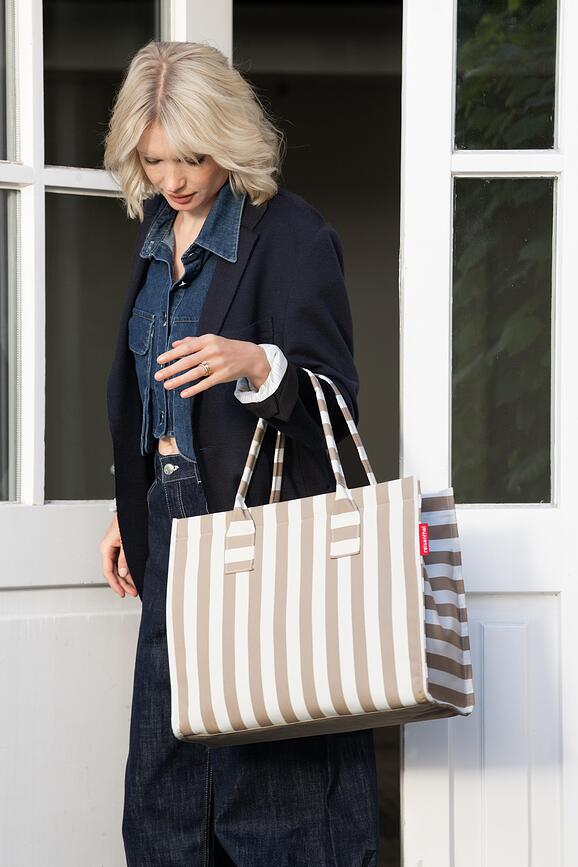 Sac Daily Shopper à rayures noir et blanc en matière recyclée