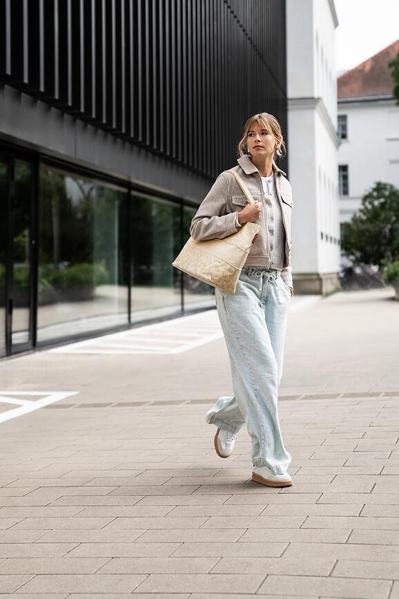 Sac Shopper E1 à imprimé léopard beige, en matière recyclée