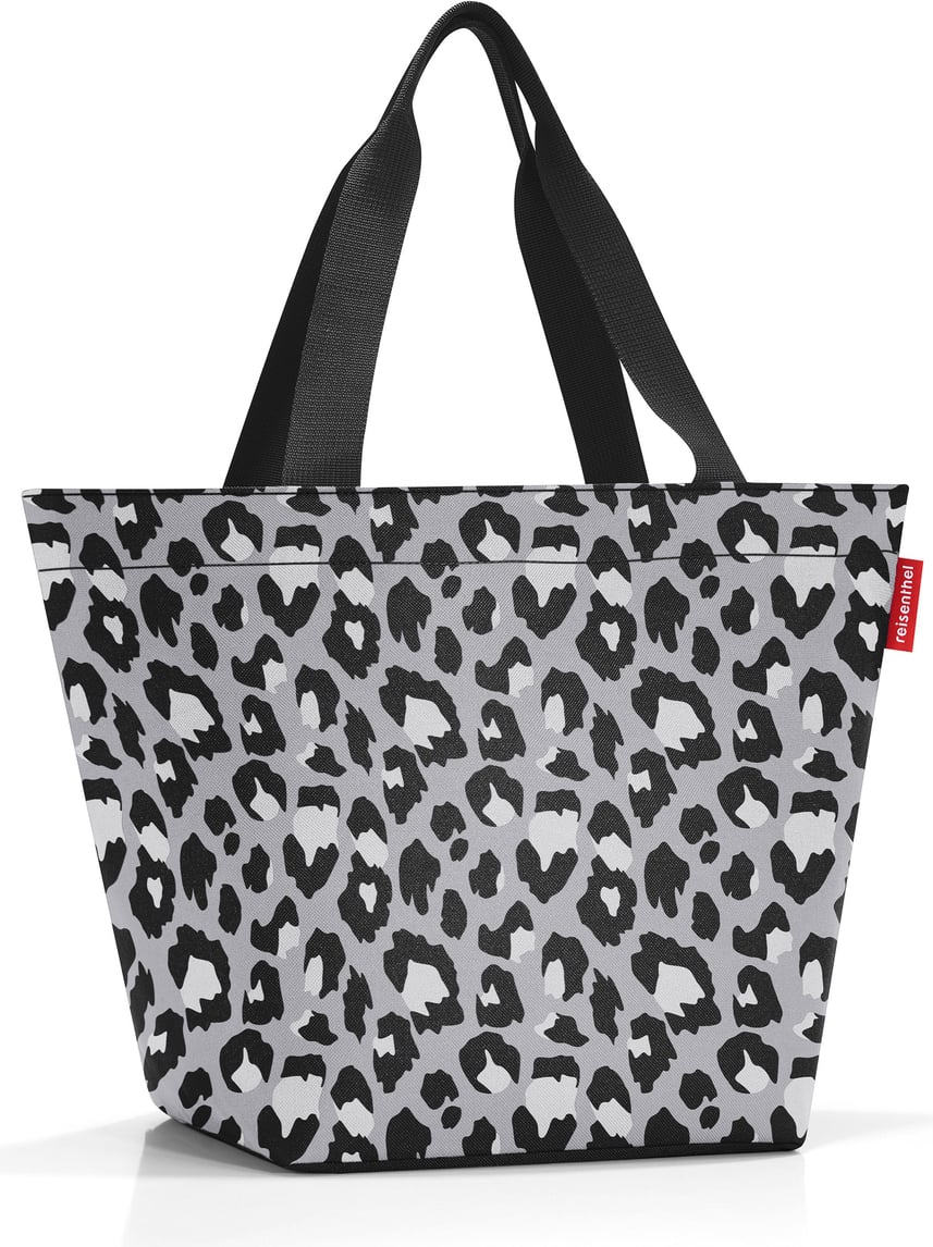 Shopper Tasche, Leopardenmuster, grau, Größe M