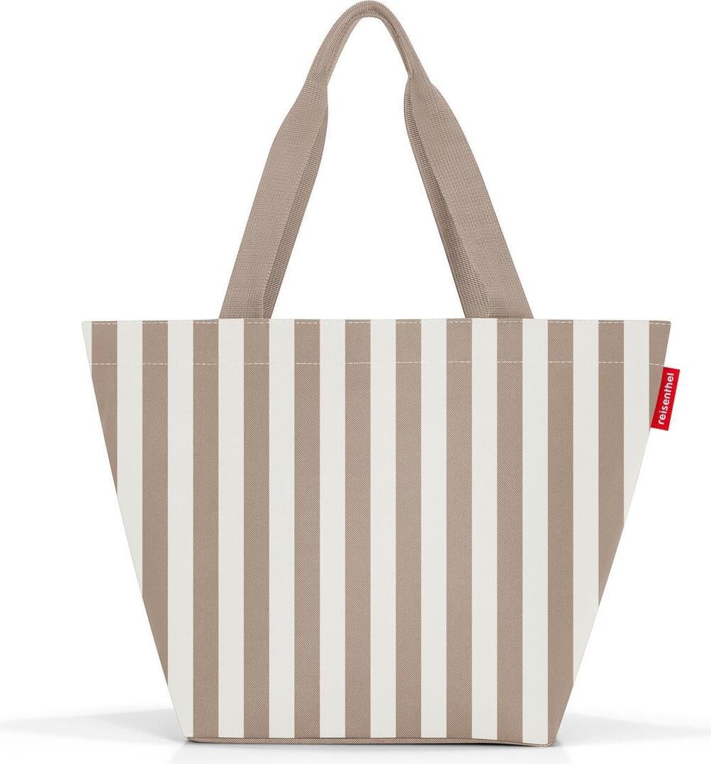 Shopper Tasche M gestreift, braun-weiß, aus recyceltem Material