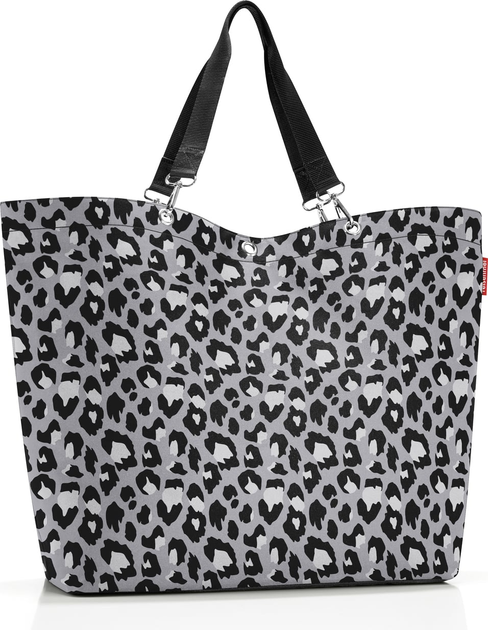 Shopper Tasche XL, grau, Leopardenmuster