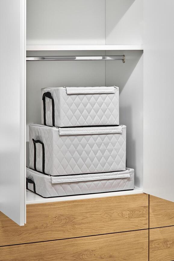 Storagebox Low Κουτί Αποθήκευσης, καπιτονέ, ανοιχτό γκρι