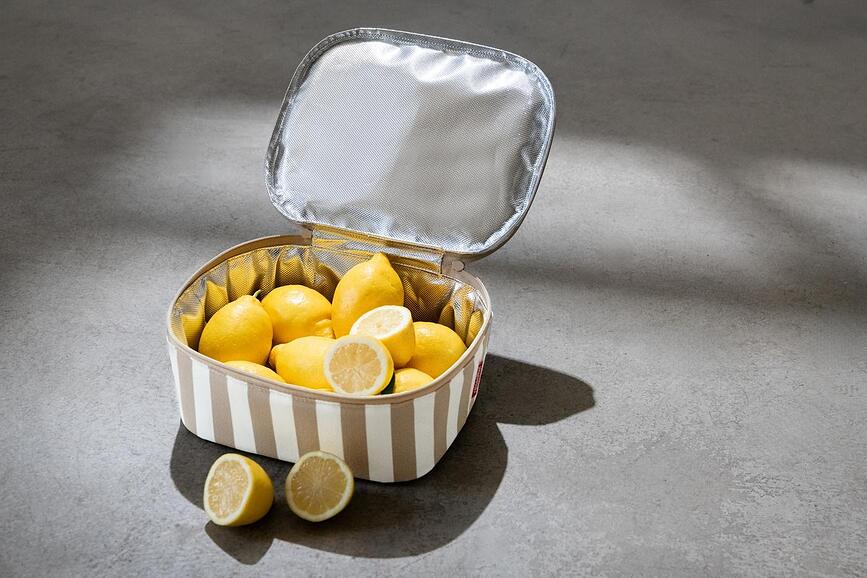 Termosoma Coolerbag svītraina, M, brūni-balta, no pārstrādātiem materiāliem