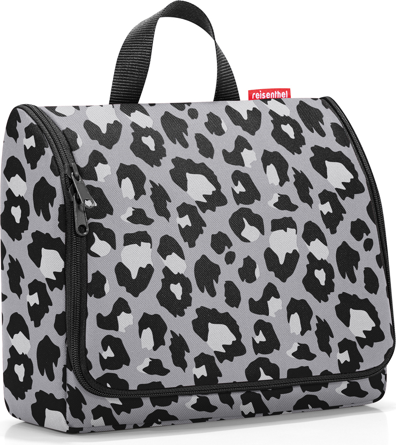 Toiletbag Kosmetiktasche XL, grau, Leopardenmuster