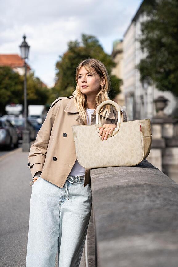 Torba Loopshopper s pikami, M, bež, reciklirana