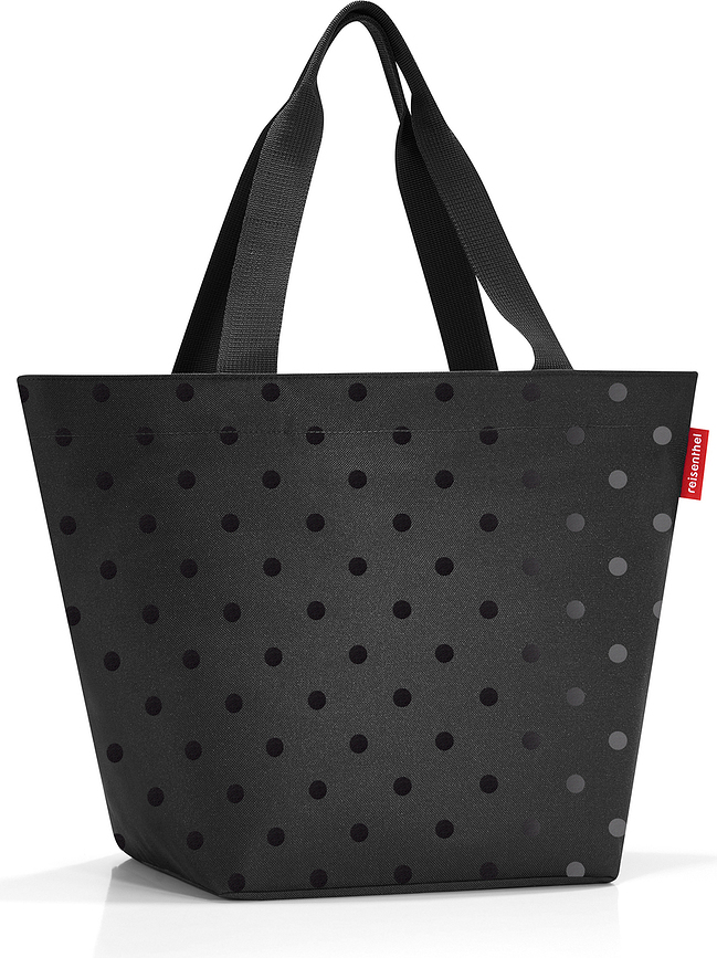 Τσάντα Shopper με πουά, M, μαύρη