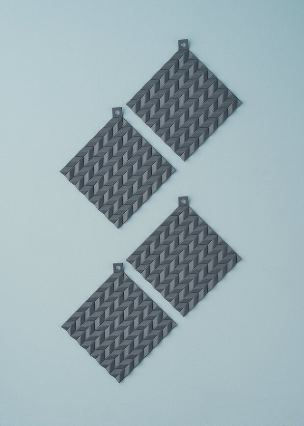 Salvamanteles Hold-on, de silicona, negro, 2 unidades