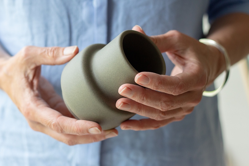 Hurricane Vase 15 cm, céramique, gris clair