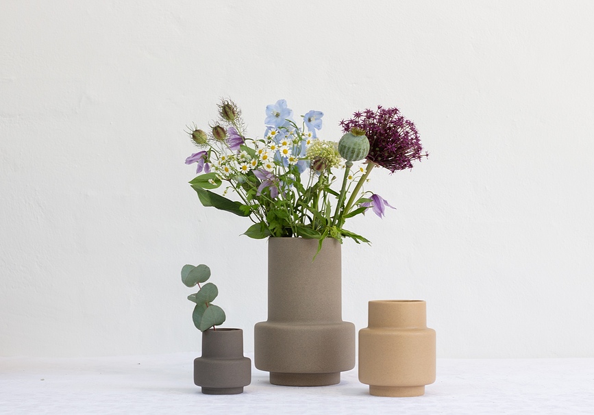 Hurricane Vase 15 cm, céramique, gris clair