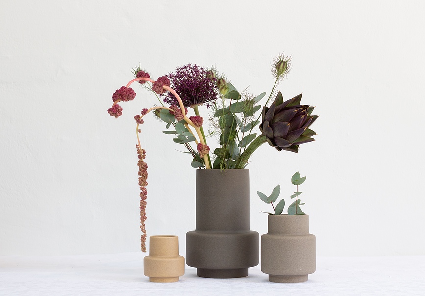 Hurricane Ceramic Vase 25 cm, ocre