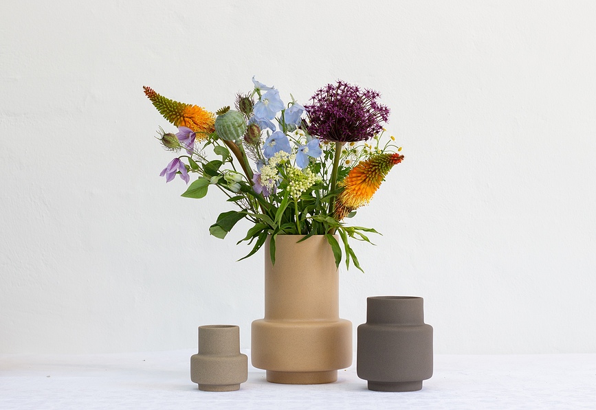 Hurricane Ceramic Vase 25 cm, ocre