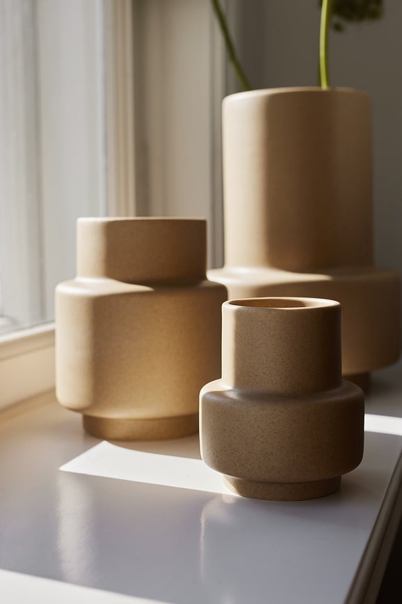 Jarrón cerámico Hurricane, 15 cm, gris claro