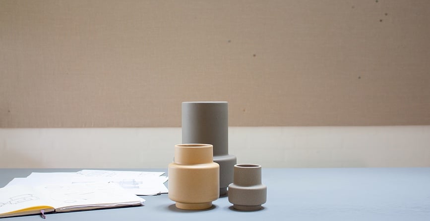 Jarrón cerámico Hurricane, 15 cm, gris claro