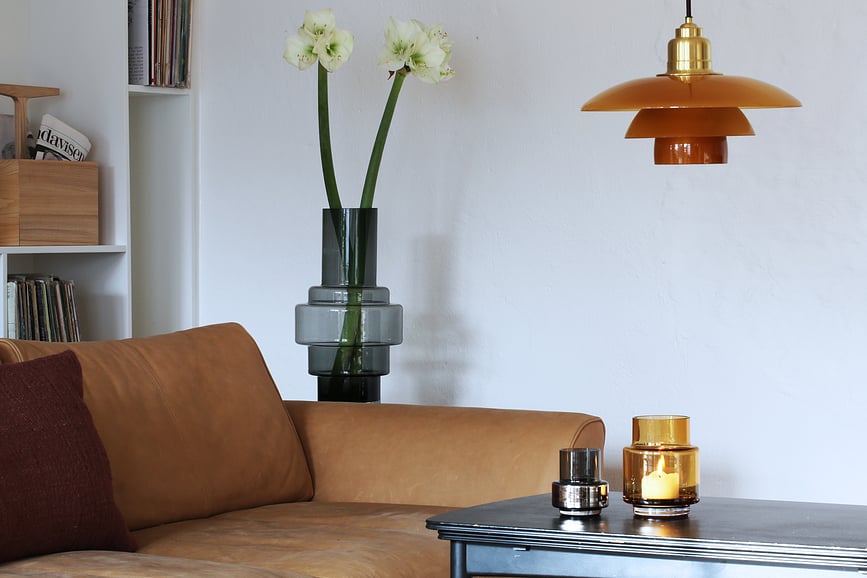 Jarrón o Portavelas Hurricane No.53, ámbar