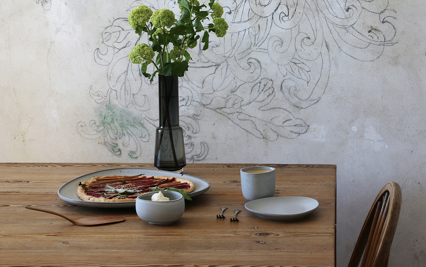 Platos de gres Ro Collection No.35, gris claro, 2 unidades