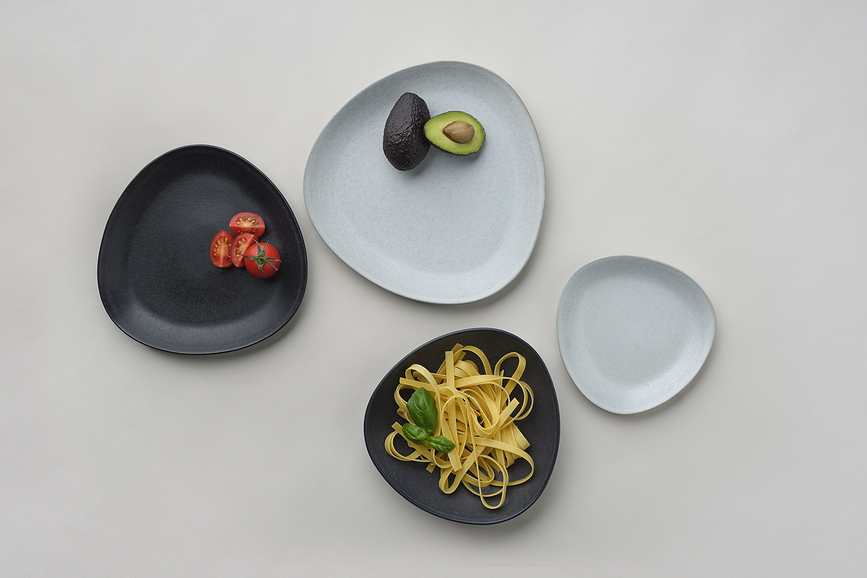 Platos de gres Ro Collection No.35, gris claro, 2 unidades