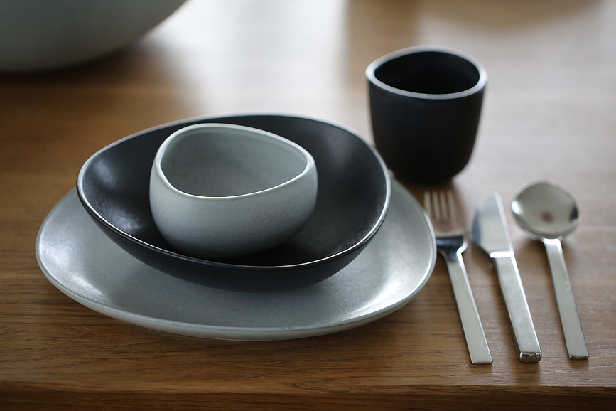 Platos de gres Ro Collection No.35, gris claro, 2 unidades