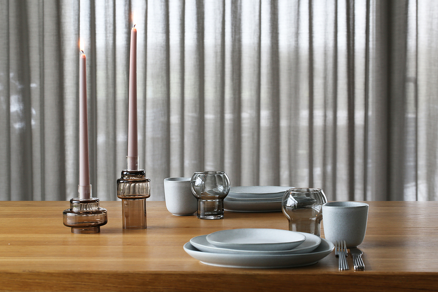 Platos de gres Ro Collection No.35, gris claro, 2 unidades