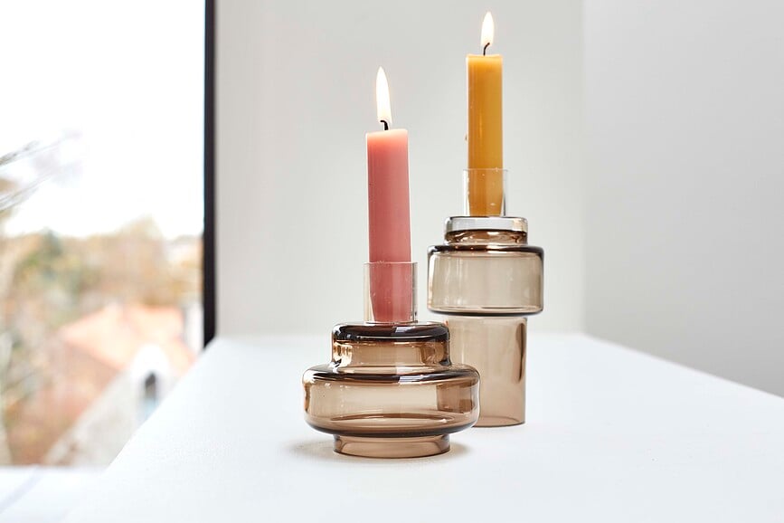 Portavelas de cristal Ro Collection No.55, índigo