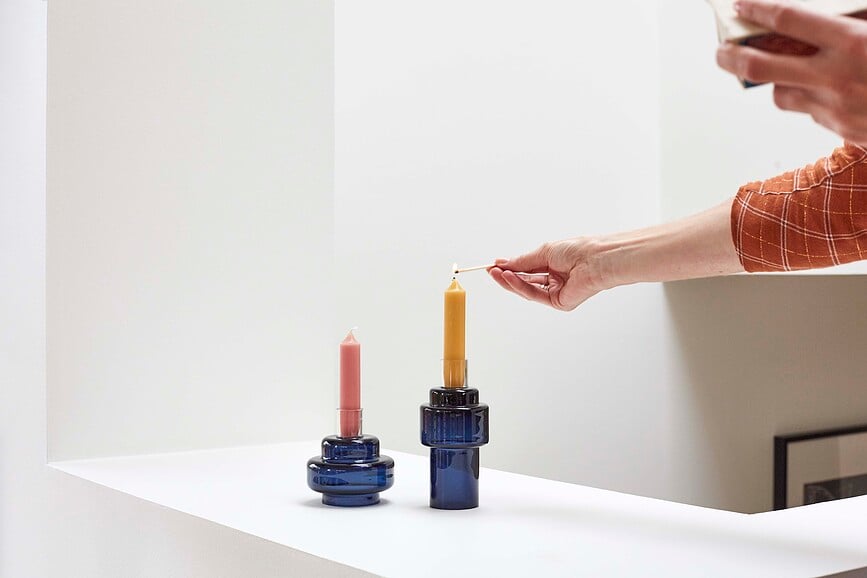 Portavelas de cristal Ro Collection No.55, índigo