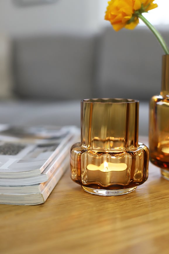 Portavelas Hurricane Reflections No.25, para vela de té, marrón