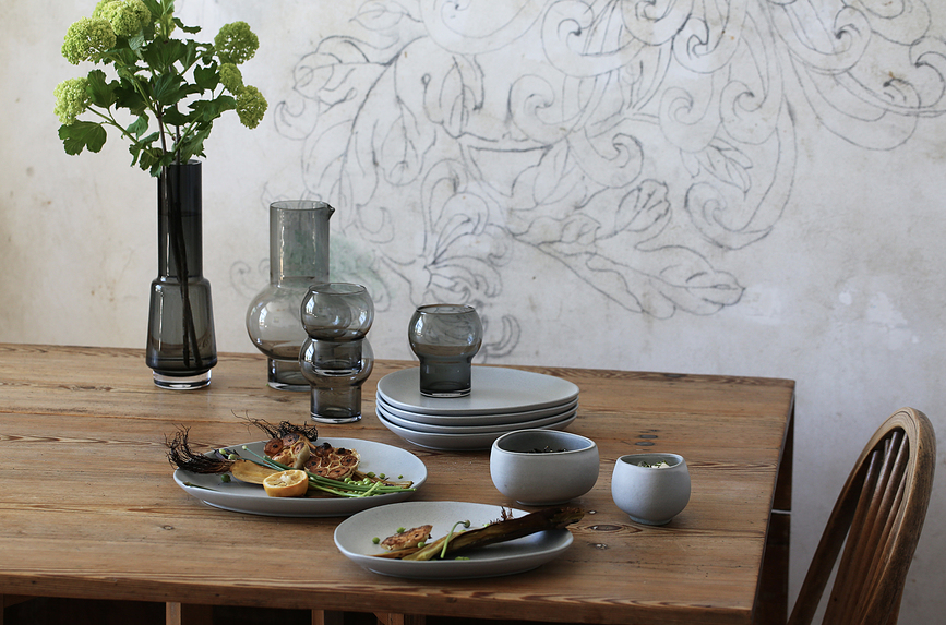 Ro Collection No.35 Assiettes en grès, gris clair, Lot de 2