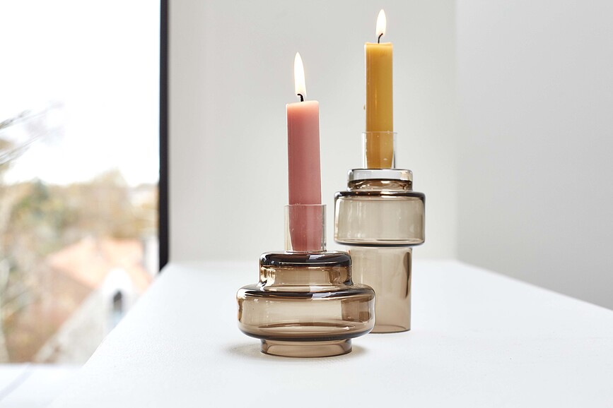 Ro Collection No.55 Bougeoir, indigo, en verre