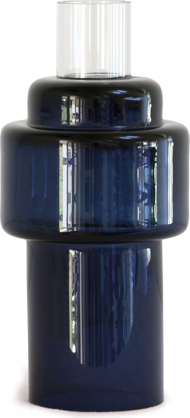 Ro Collection No.55 Kerzenständer Indigo aus Glas