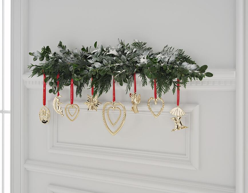 Adorno de Navidad Corazón de bolitas Karen Blixen, 12 cm, plateado