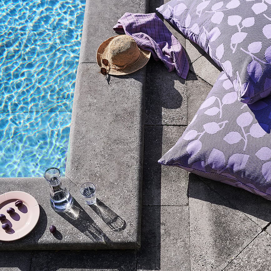 Cojín exterior Natura, 120 x 80 cm, morado y verde