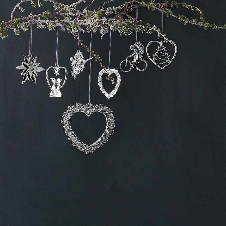 Adorno Corazón con Árbol de Navidad Karen Blixen, plateado