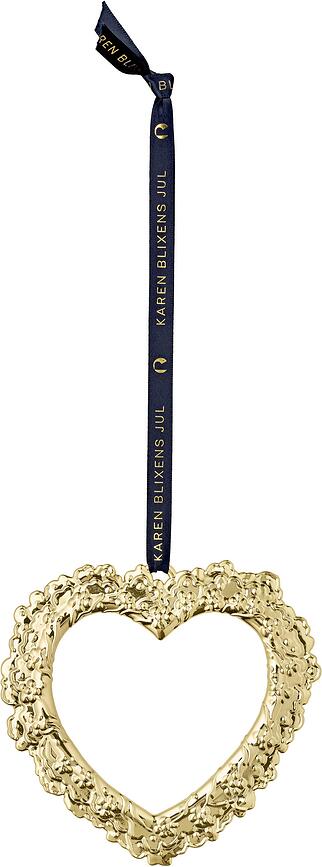Decorazione per albero di Natale Karen Blixen cuore con fiori 11,5 cm di colore oro
