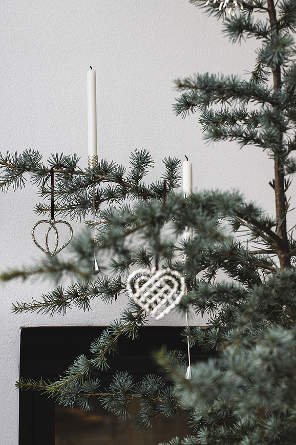 Karen Blixen Božični okras Srce, karirasto, zlato