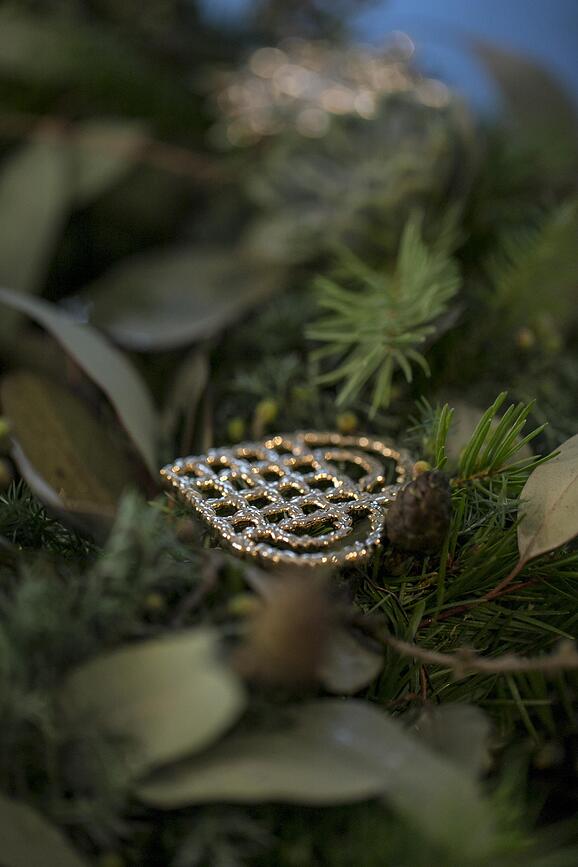 Karen Blixen Božični okras Srce, karirasto, zlato