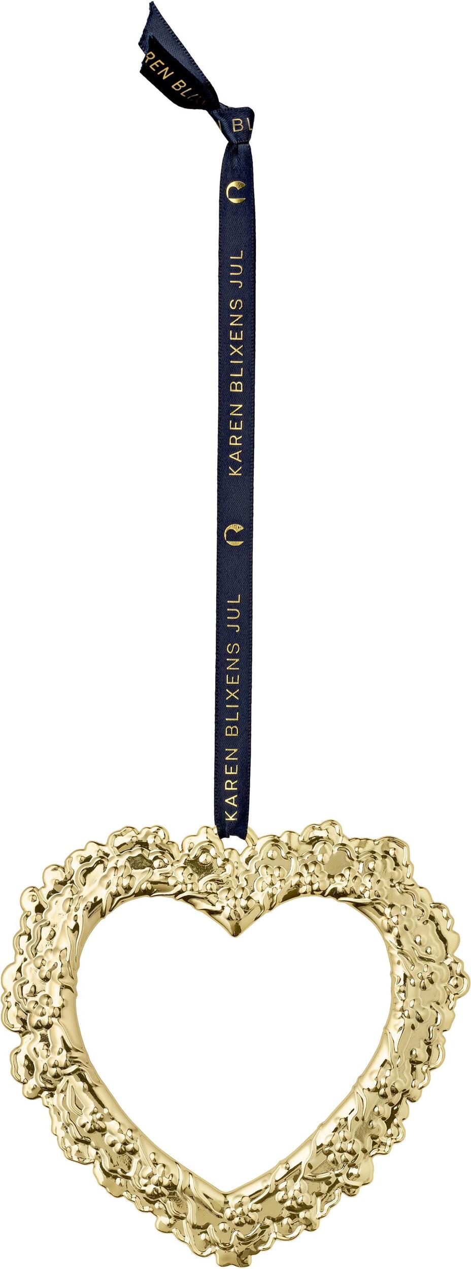 Karen Blixen Christbaumschmuck 11,5 cm Herz mit Blumen goldfarben