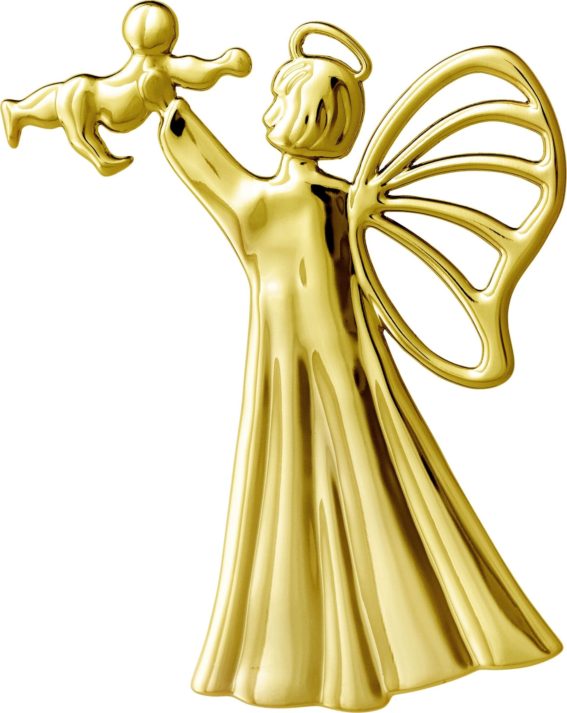 Karen Blixen Christbaumschmuck Engel mit einem Baby goldfarben